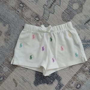 Ralph Lauren Baby Girls White Embroidered Pony Shorts Sz9m